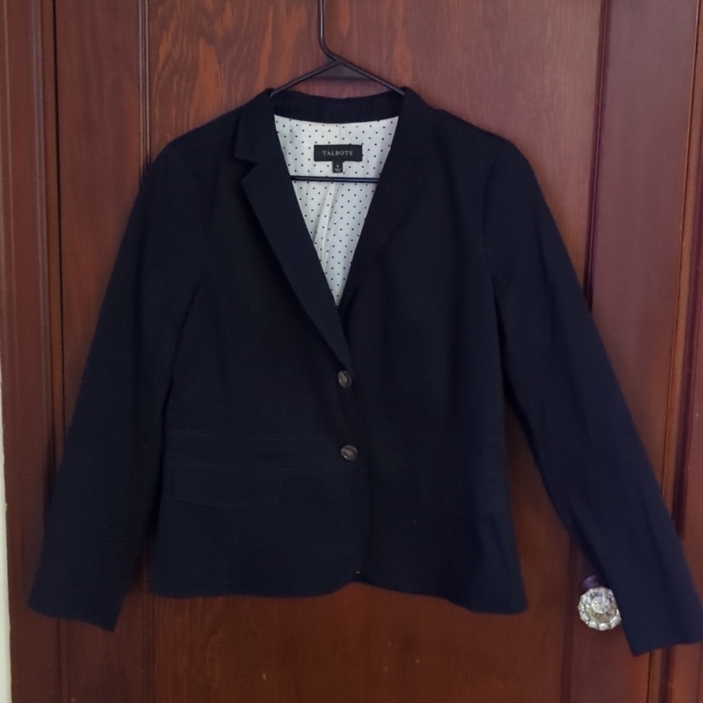 Talbots Black Academia Professional Two Button Blazer Size 8